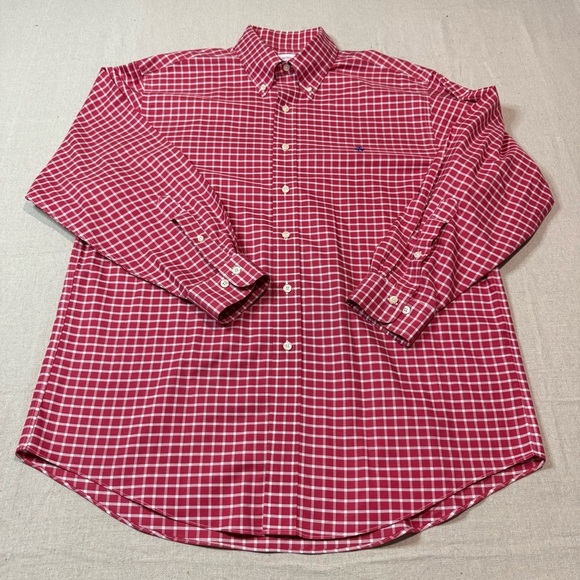 Brooks Brothers Shirt Mens Large Plaid Red White Supima Cotton Long Sleeve - Picture 2 of 6